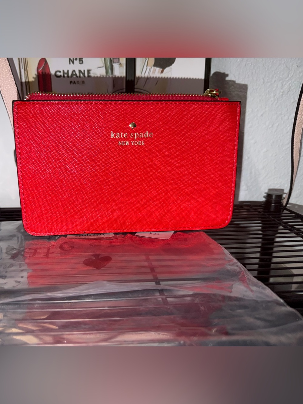 NWT Kate Spade New York Red Saffiano Leather Zip Wristlet